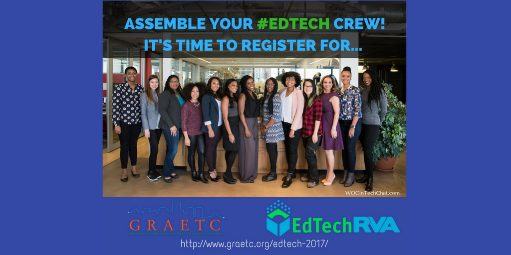 RVAtechChat's tweet image. Are you &amp;amp; your colleagues ready to attend THE #edtech conference for RVA? Register for #EdTechRVA &amp;amp; learn together! graetc.org/edtech-2017/