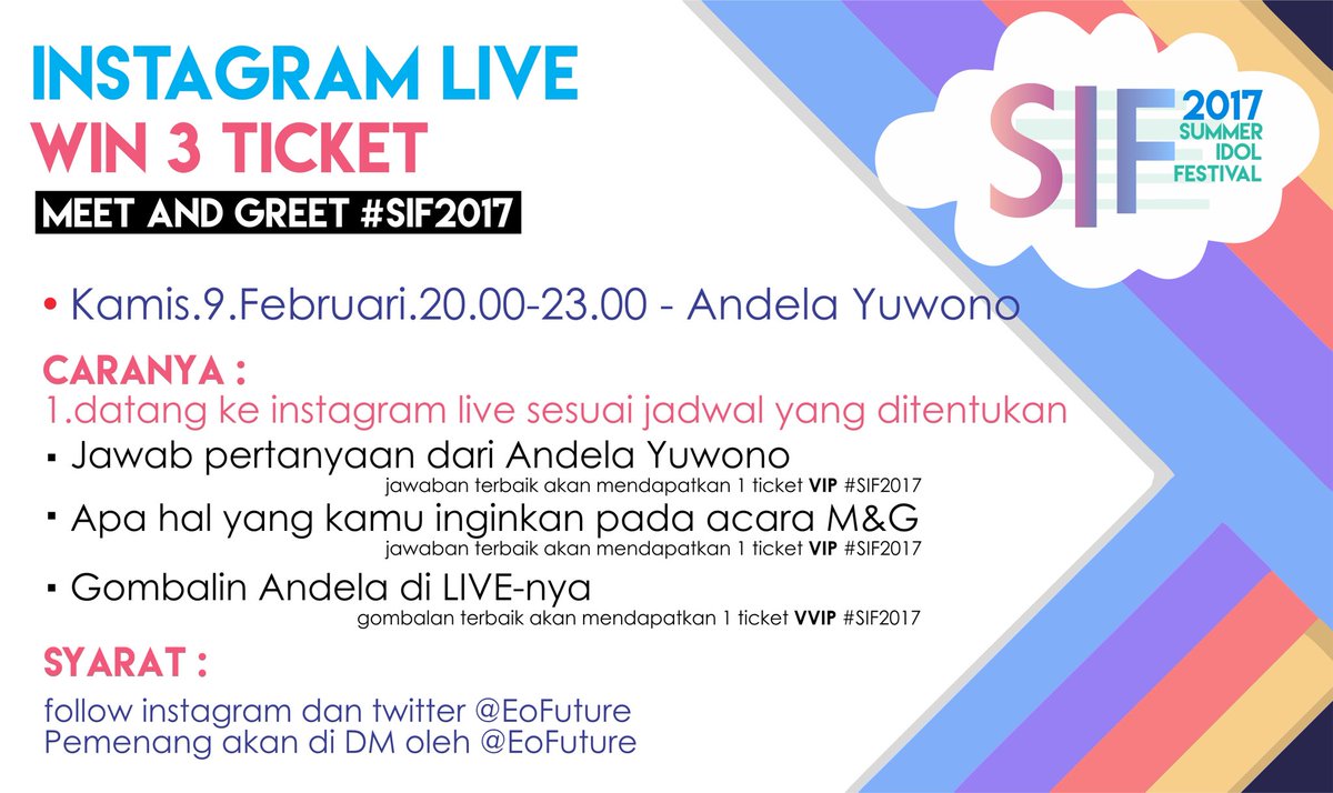 gajima_store's tweet photo. Jangan lupa nanti malam @andelandel97 dan @deamarella_p akan bagi2 4 tiket gratis lho,pantengin terus ya di instagram mereka . https://t.co/sXHzwl8FVX