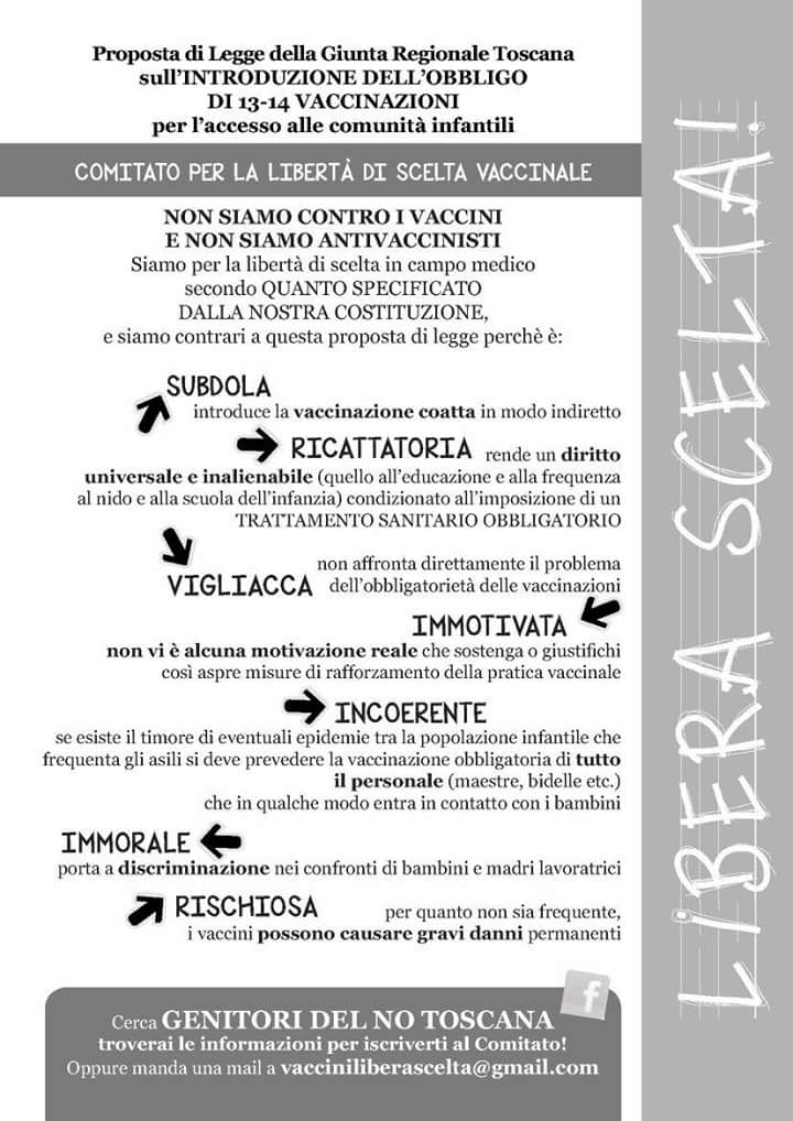 MaKiSan43's tweet photo. Comitato per la libertà  di scelta vaccinale Toscana, perché i danni da vaccino non sono un'opinione #noobbligovaccinale https://t.co/CnhM6ncylh