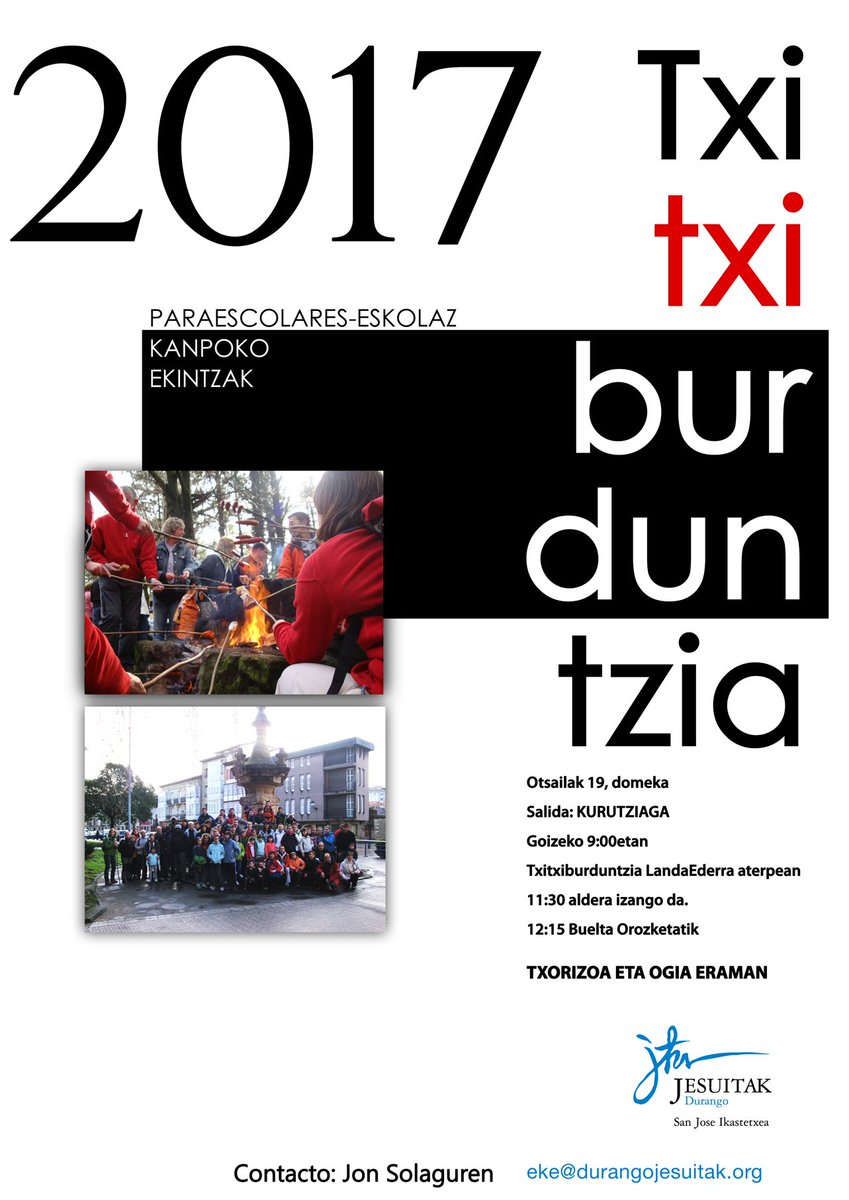 JesuitakDurango's tweet photo. #Durango #jesuitak #INAUTERIAK TXITXIBURDUNTZIA 2017 Otsailaren 19 an, Goizeko 9 etan Ezkurdin https://t.co/w7srhuOq3f