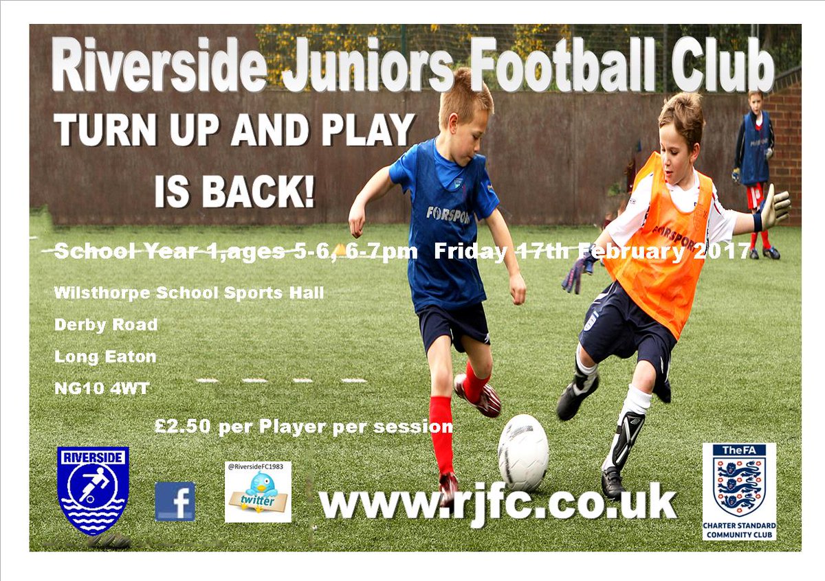 RiversideFC1983's tweet photo. Girls football foundation taster session Petersham estate playing fields Long Eaton Tuesday 14th February 10am -12pm all ages welcome https://t.co/xkTLGGiWMk