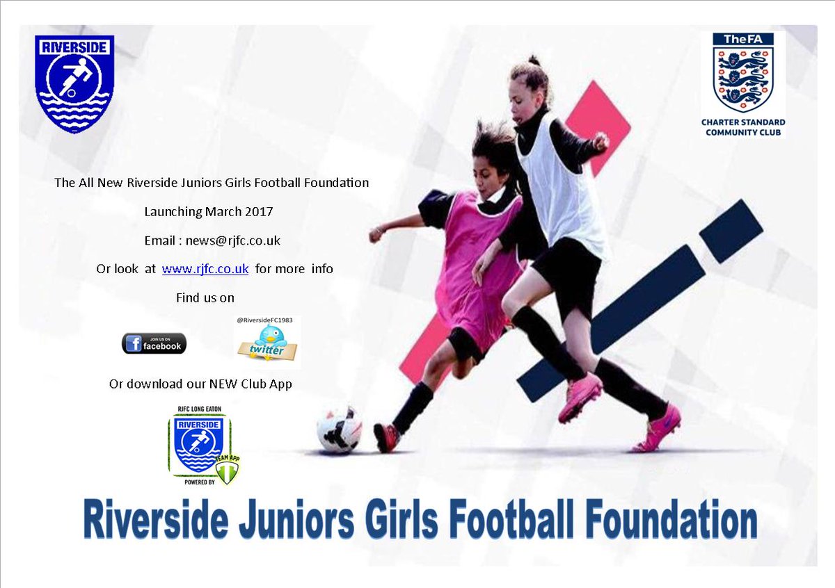 RiversideFC1983's tweet photo. Girls football foundation taster session Petersham estate playing fields Long Eaton Tuesday 14th February 10am -12pm all ages welcome https://t.co/xkTLGGiWMk