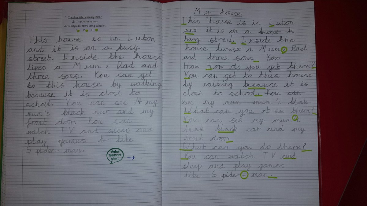 missgd91's tweet photo. @jazampawfarr @OTeaching  using the verbal feedback stamp! His own choice to write the report with sub headings. https://t.co/3D0bwY6kpb