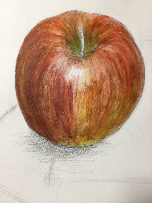 水彩画でりんご描きました
お察しのとおりまだ途中です 