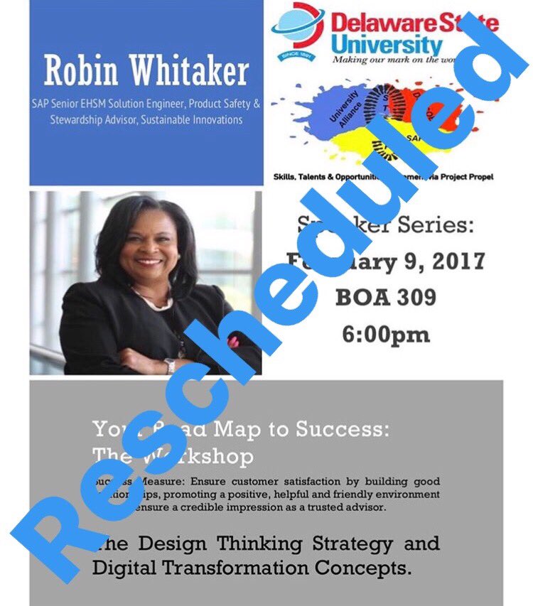 DSUSTOMPP's tweet photo. Due to unfortunate weather conditions tonight's guest speaker cannot travel to DSU. Look out for further information on the rescheduled date https://t.co/6a23Omli3K