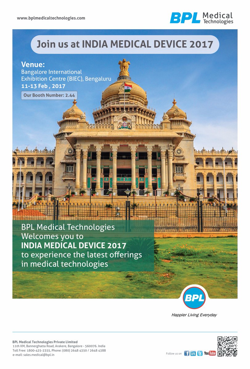 BPLMedTech's tweet photo. We are there at India Medical Device, BIEC Bangalore. Are you?
#indiamedicaldevice #BPLMedTech https://t.co/9I8HVKqATG
