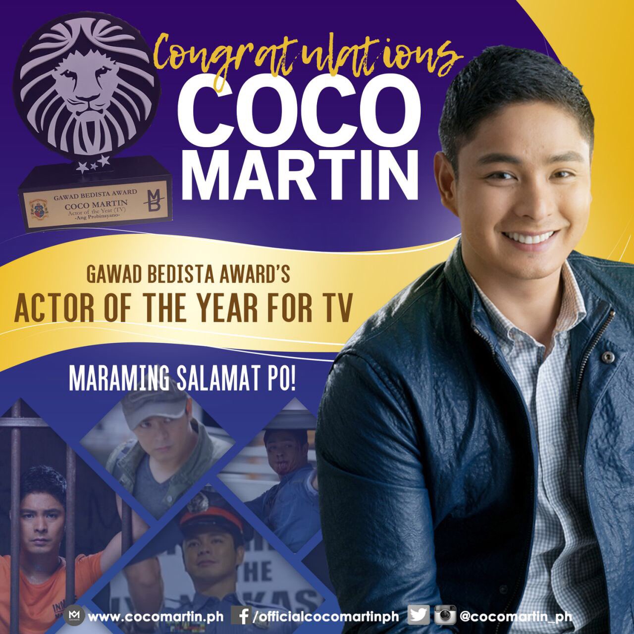 Coco Martin PH on X: Congratulations #CocoMartin for winning the