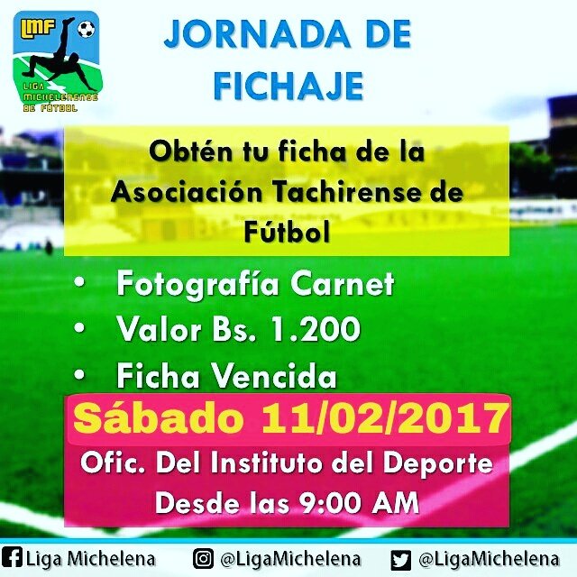 ligamichelena's tweet photo. Nueva jornada de fichajes por parte de la Asociación Tachirense de Fútbol, este sábado 11 es nuestro municipio #futbol https://t.co/Rqqk1wTBvs