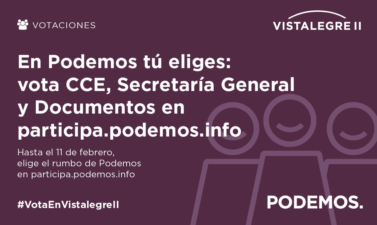 podemoscsfh's tweet photo. Quedan dos días para votar en Vistalegre II. Elige el rumbo, tú haces Podemos: https://t.co/PU8icMI6eC #VotaEnVistalegreII https://t.co/hzMqR0deYB