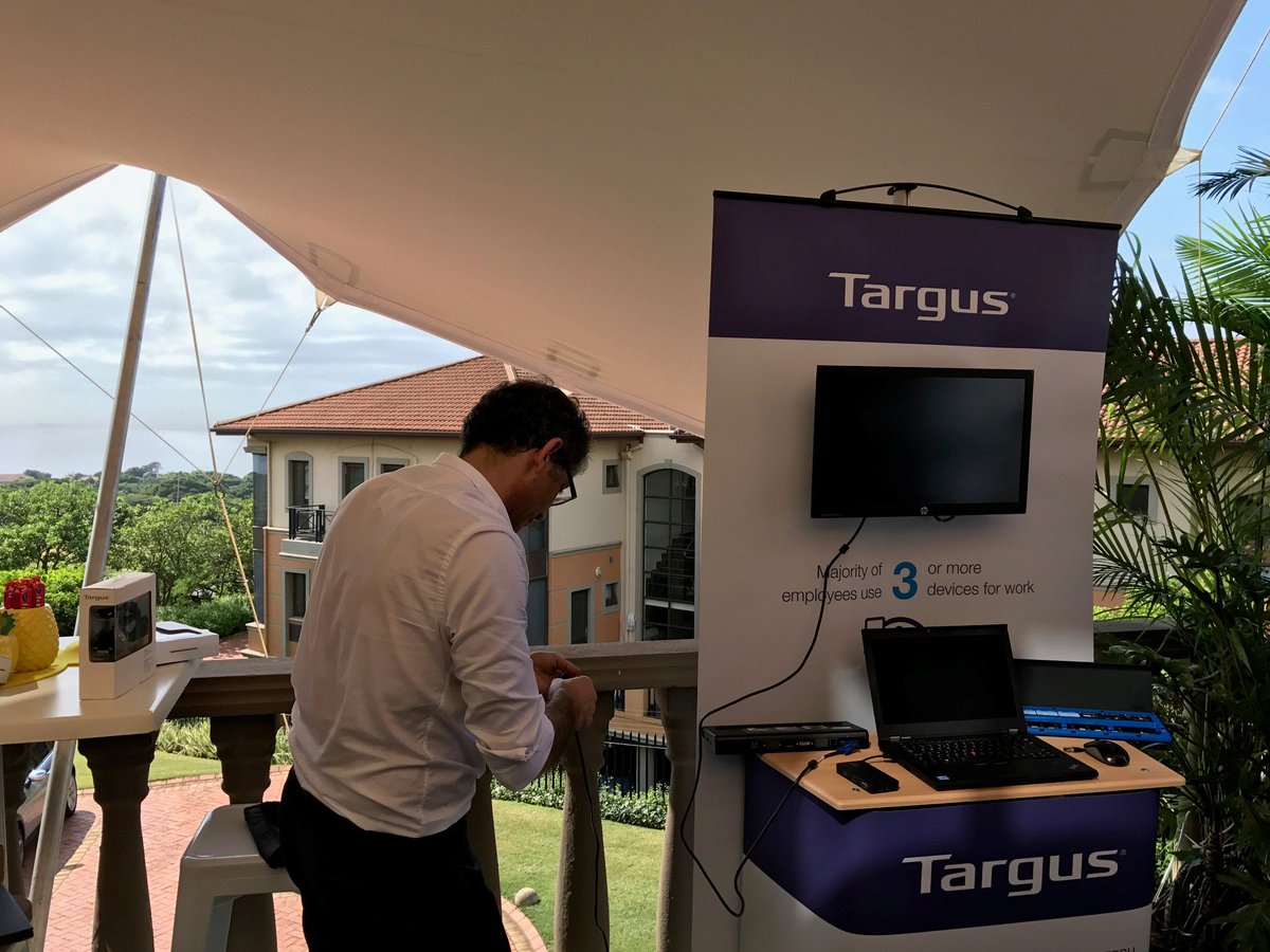 Targus_EMEA's tweet photo. Today we're with @TarsusOnline in Durban, what a view! Come speak to us about our workspace solutions. https://t.co/y8eLmHaKLi