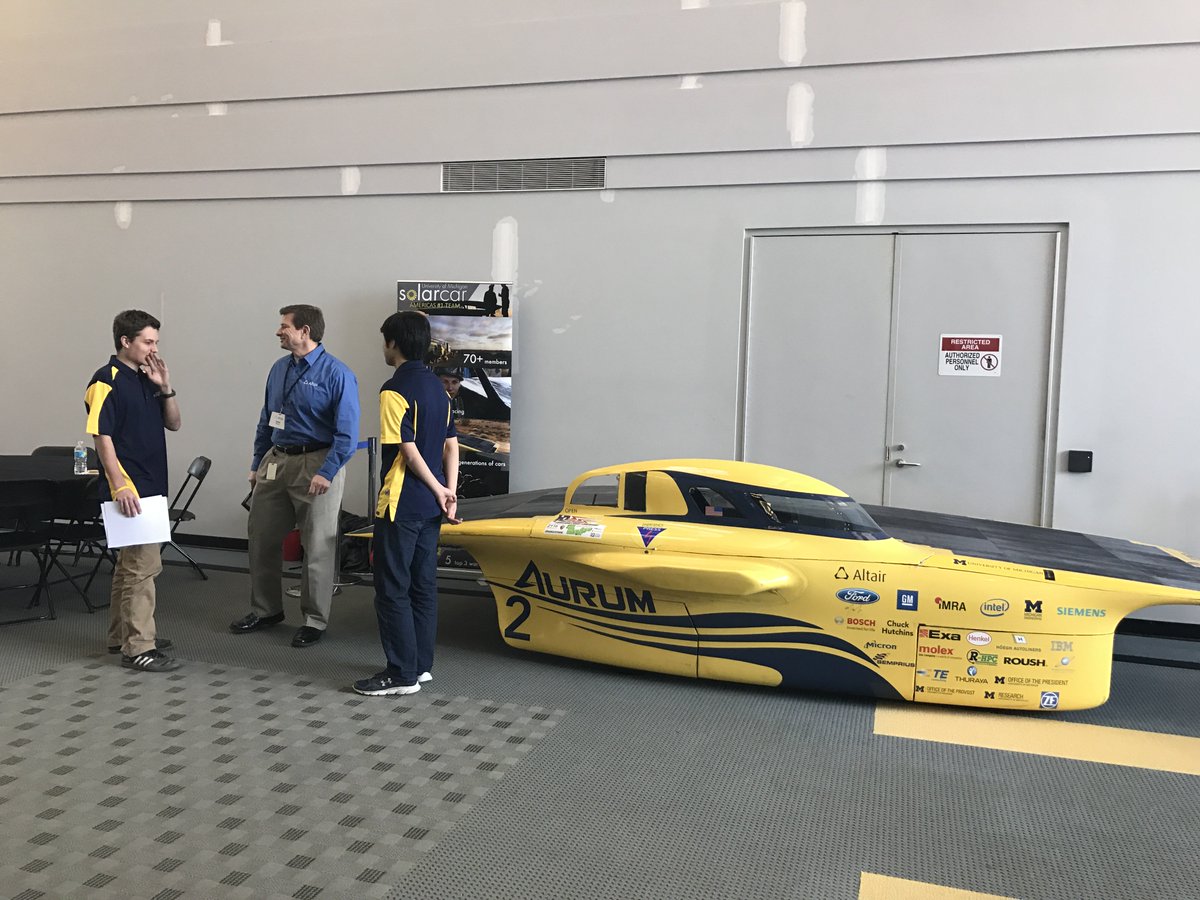 Altair_Inc's tweet image. The @UMSolarCarTeam visited @Altair_US today for #ATC2017 and brought the #Aurum! #OptiStruct #HyperWorks