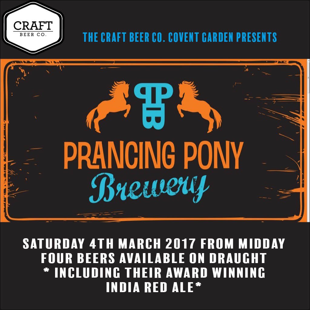 craftbeercoWC1's tweet photo. We have 4 @prancingponysa Beers on draft for the first time in the UK!! #craftnotcraft #craftbeer #craftbeerco #Australia #boom https://t.co/V1fqu5m3kp