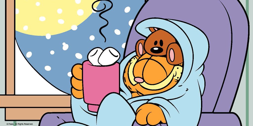 Garfield on X: Recipe for a snowy day: A blanket, cocoa, and two  marshmallows. #NorthEast #snowday #staywarm Brrrrr...  https://t.co/NXEtplbHC6 / X