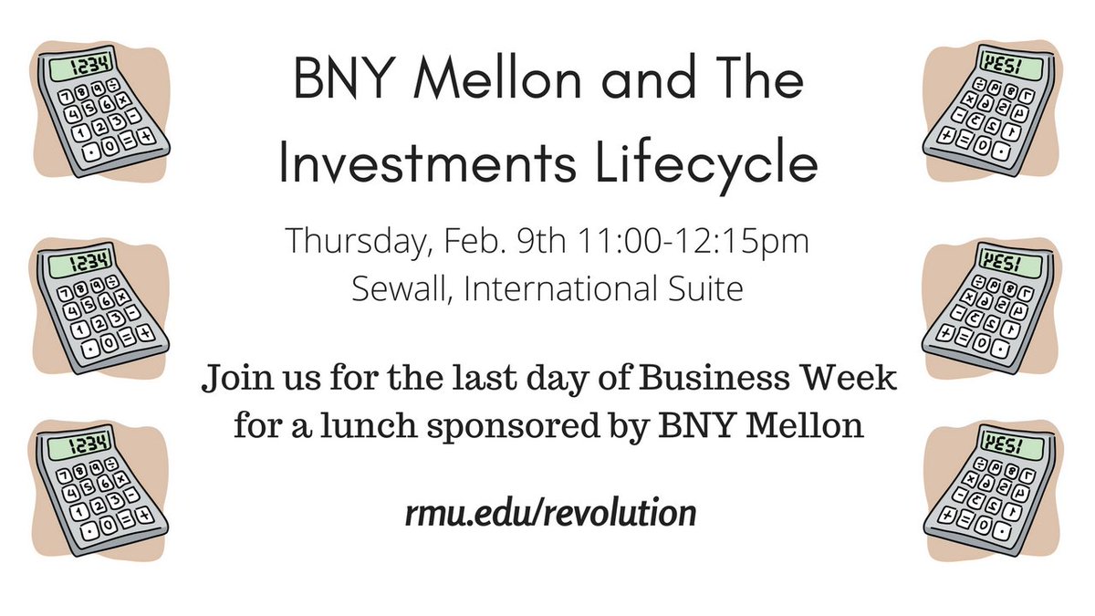 RMUBusinessWeek's tweet photo. It's time for BNY Mellon's session about Investments, along with a free lunch! #bnymellon #investment ⚖️ https://t.co/JU4M0z5bpw
