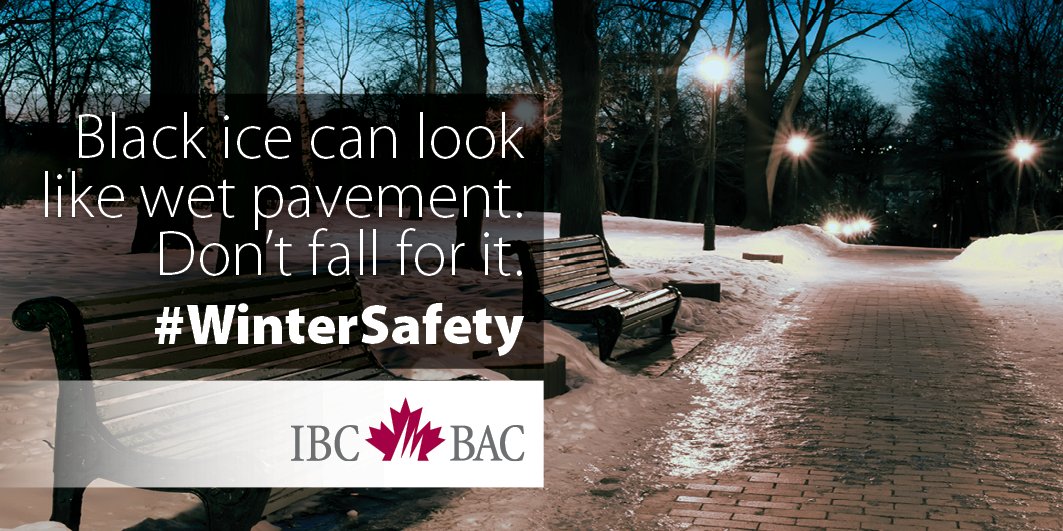 InsuranceBureau's tweet photo. DYK: Black ice can look like wet pavement? Be careful when walking or driving. #WinterSafety https://t.co/plDXzXh4Hv
