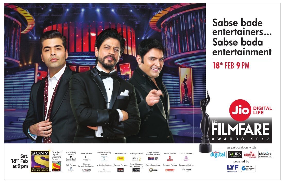 SRKFCDiamond's tweet photo. Dont miss to watch when @iamsrk will host #JioFilmfareAwards Tonight at 9PM, only on @SonyTV
https://t.co/9O0cculP0b