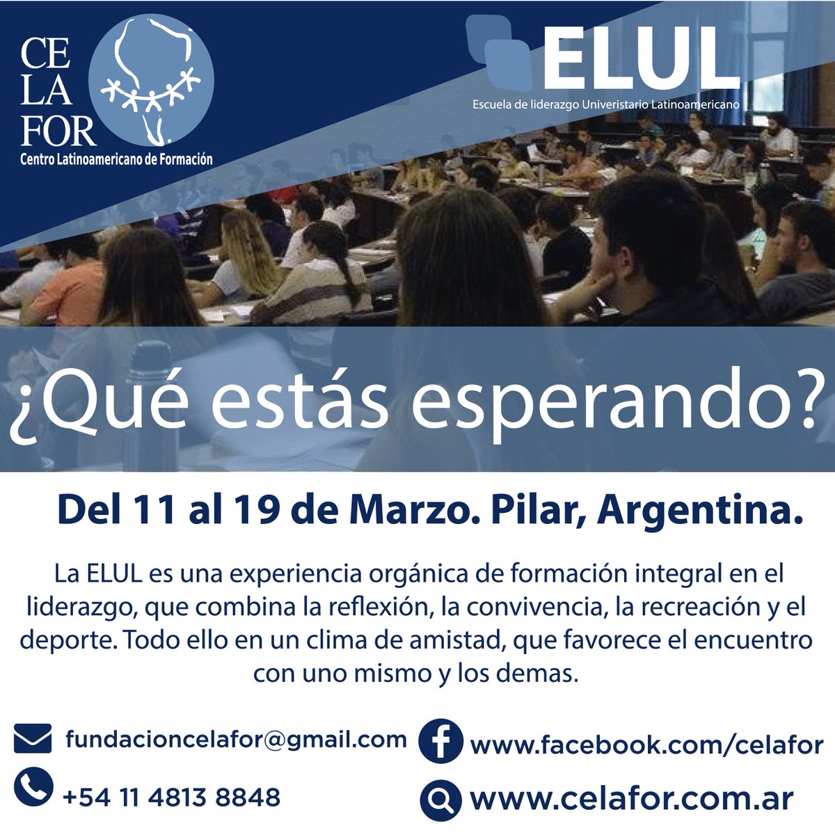 ¿Qué estás esperando para inscribirte y participar de nuestra Escuela de Liderazgo Universitario Latinoamericano? ¡Te esperamos!