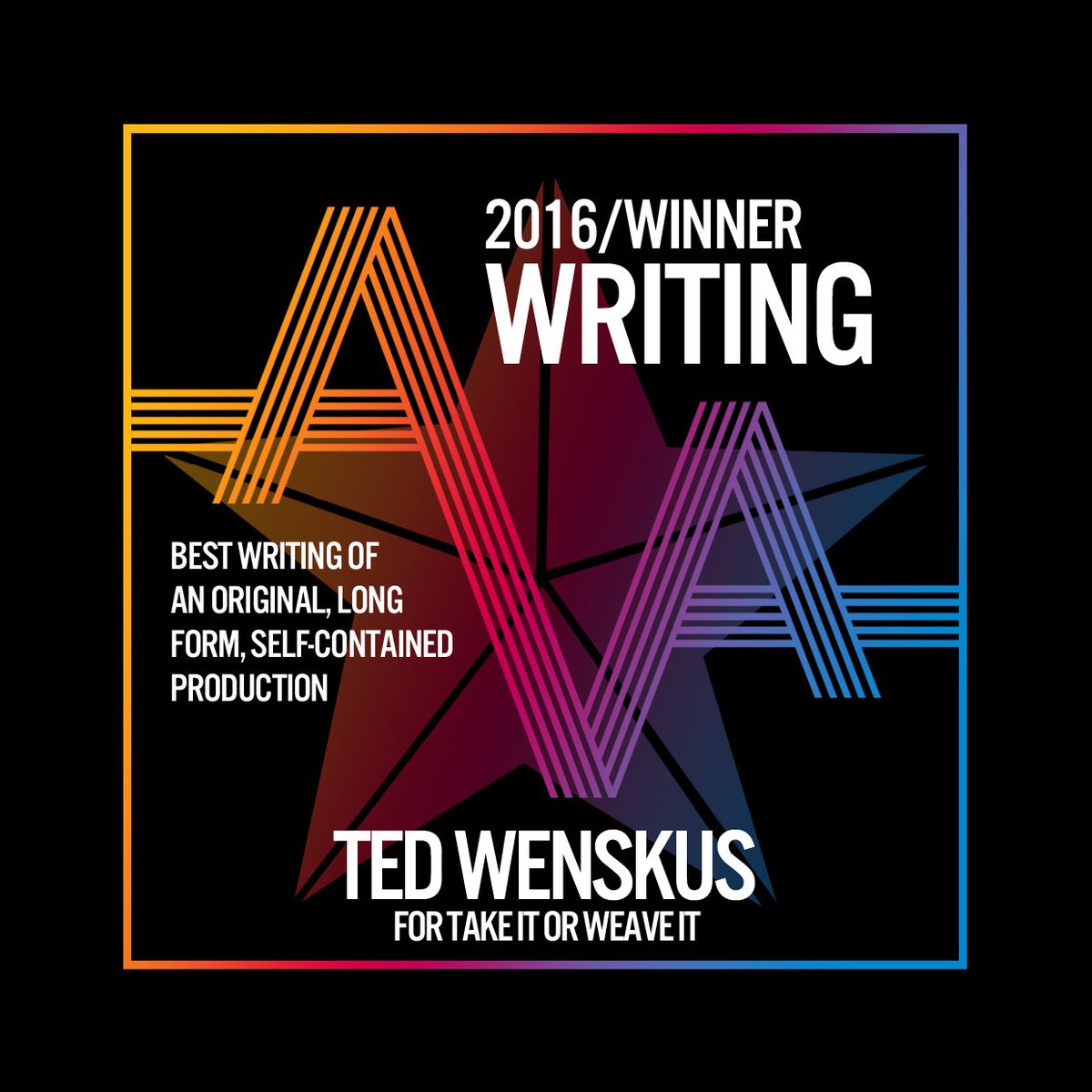 Our audio play won for best writing! Huge thanks to co-writer Meredith Powell Carroll (she has her own badge) and everyone <a href="/audioverseawrds/">Audio Verse Awards</a>!