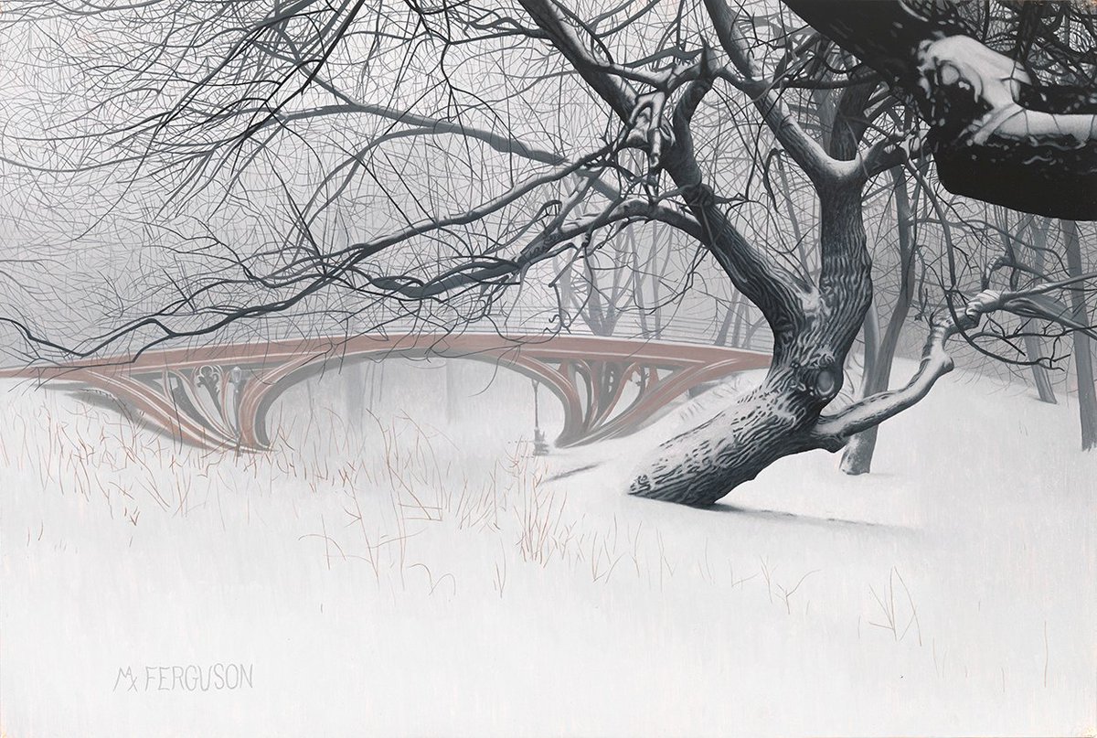 Art57Street's tweet photo. Despite the snowstorm, we are open today! 
#MaxFerguson, "Central Park Snow", 2013, oil on panel, 12 x 18 inches https://t.co/jJn5isb5j4