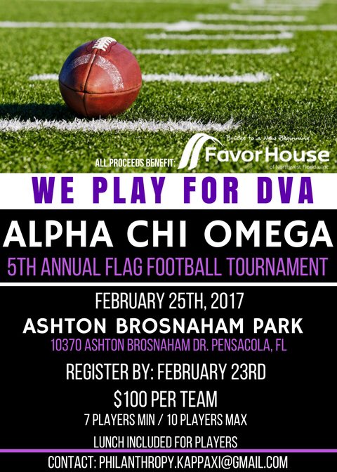 UWFAXO's tweet photo. Join us for our 5th annual flag football tournament to raise awareness for domestic violence! 💜🏈 https://t.co/UPp1xapJZu