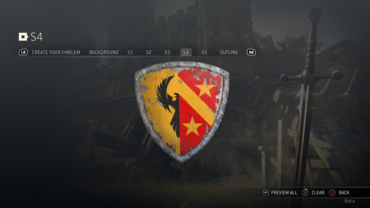 Aligyon's tweet photo. yeah! spent a good 10 min making creating my famlily emblem in #forhonor now time to playtest! :D https://t.co/yJASYbzoDH