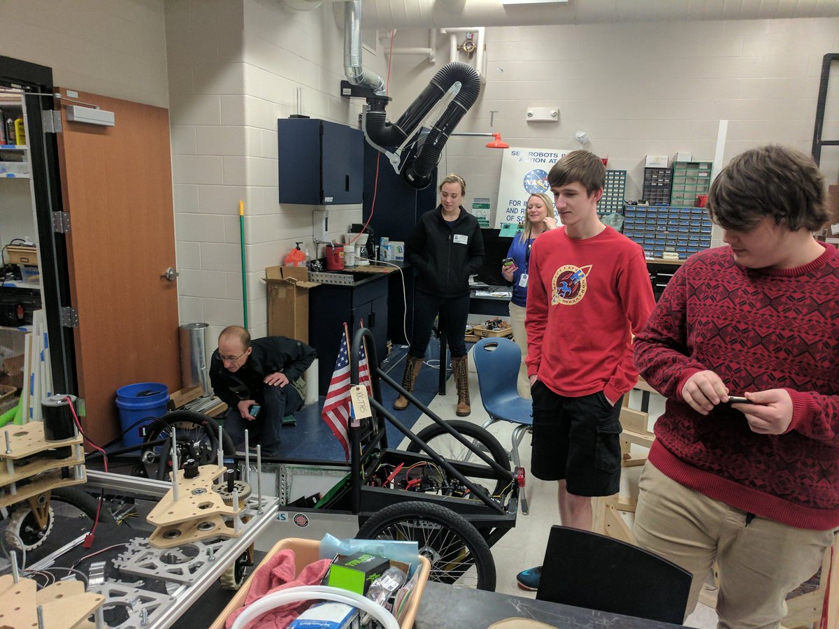 NCFalconFever's tweet photo. Thanks to Bicycles, Etc. for visiting our #GreenpowerUSA team! @HSVk12 https://t.co/4pAQKIXytc