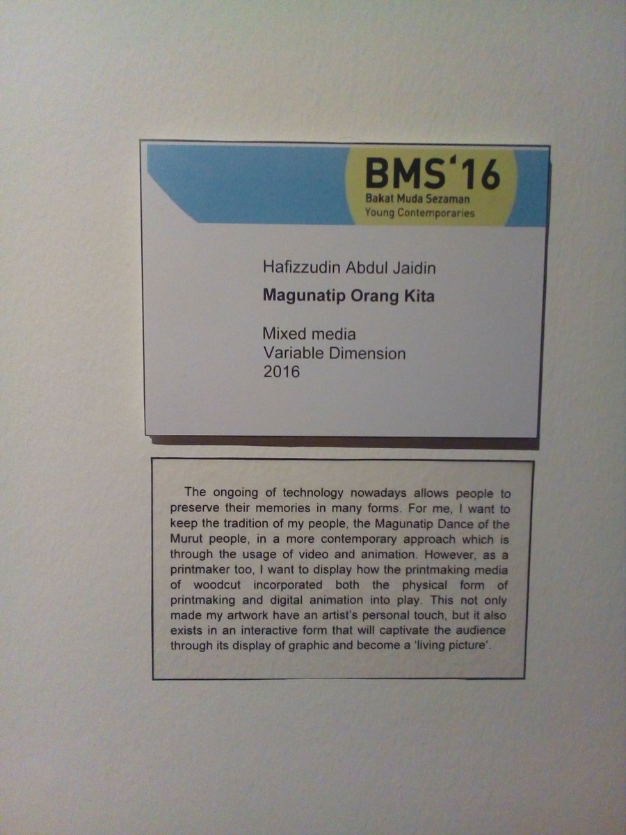 ARTOMovement's tweet photo. Hafizzudin Abdul Jadin; Magunatip Orang Kita for Bakat Muda Sezaman 2016 #BMS2016 #ARToHopping https://t.co/vyCzmDwbju