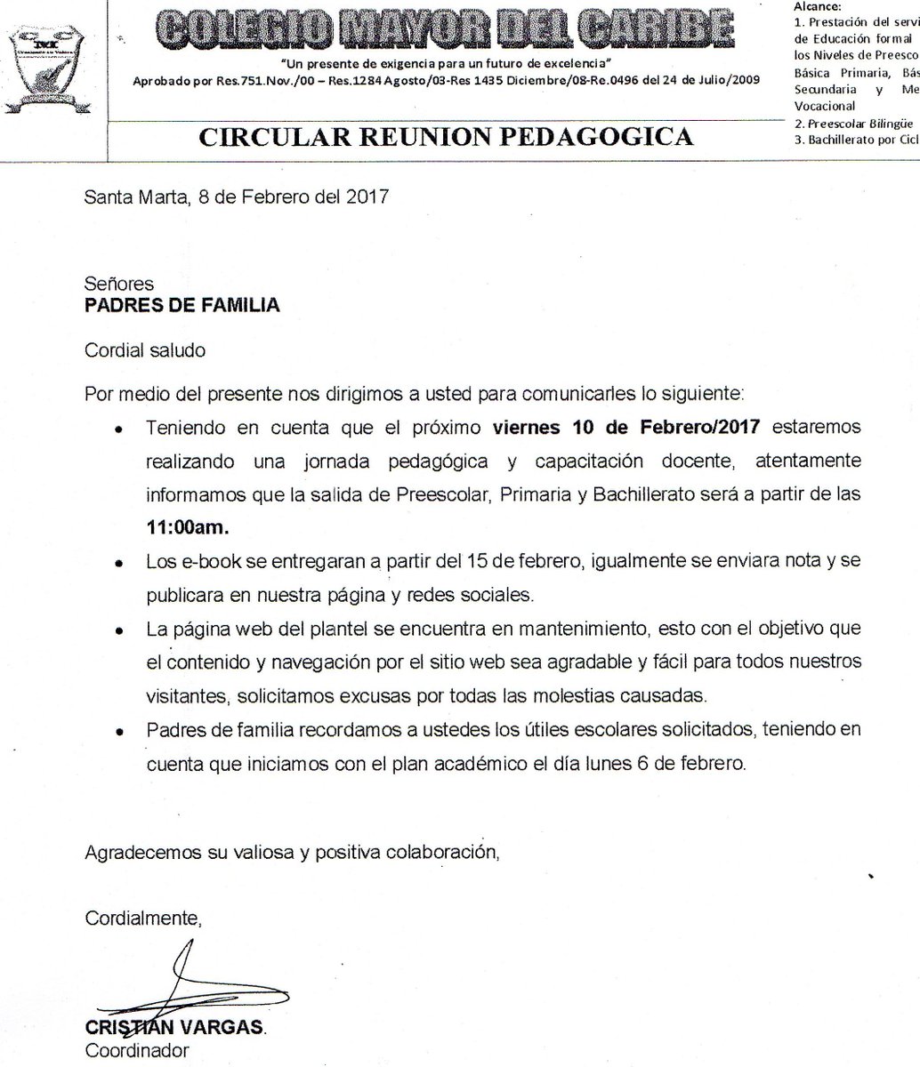 colmayorca's tweet photo. Circular actividad pedagógica Colegio Mayor del Caribe https://t.co/yAARa4pXFn