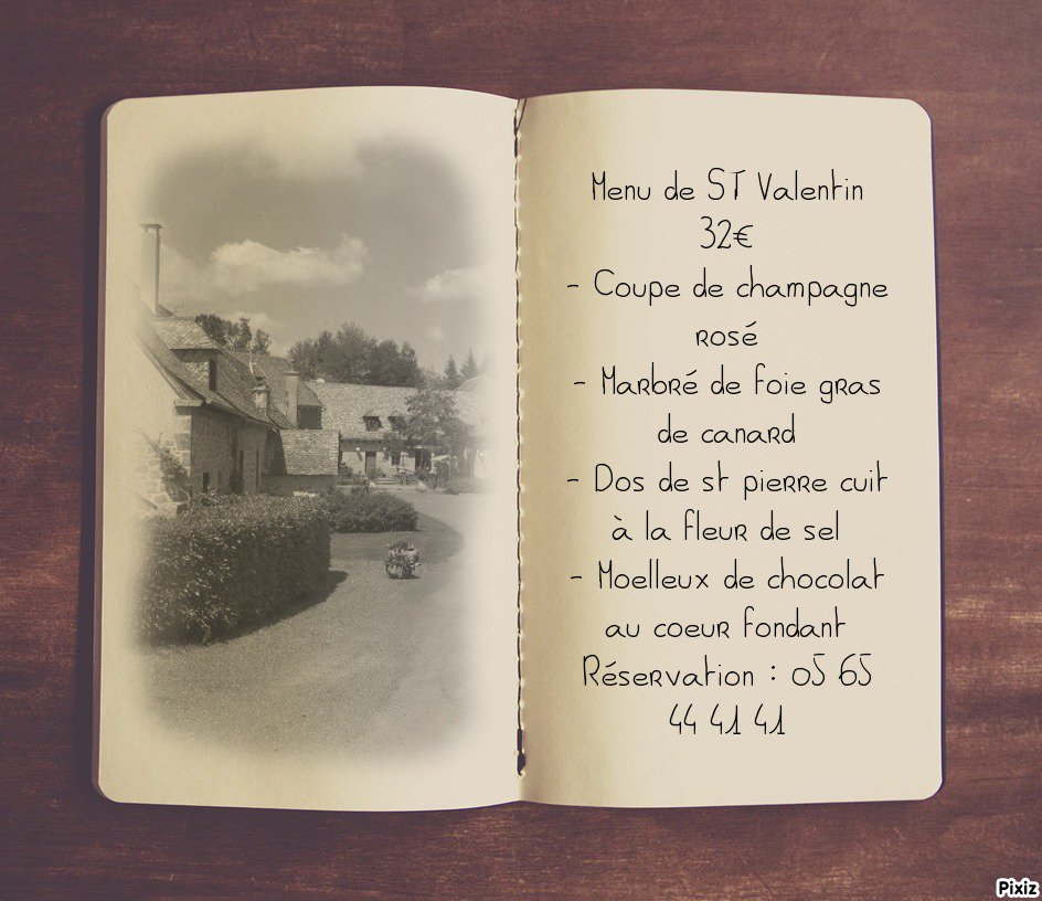 mezeyrac's tweet photo. Bonjour à tous menu de saint valentin à 32€ 
Pensez à réserver https://t.co/djIKR4zmvu