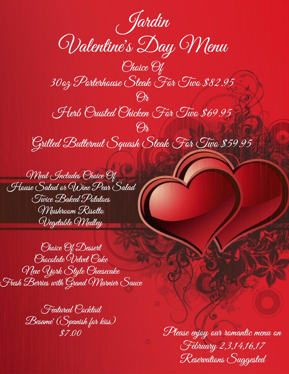 JardinWCS's tweet photo. Join us for your romantic Valentine's Day Dinner! Reserve today! 720-599-3750 https://t.co/pw99dLRVXA