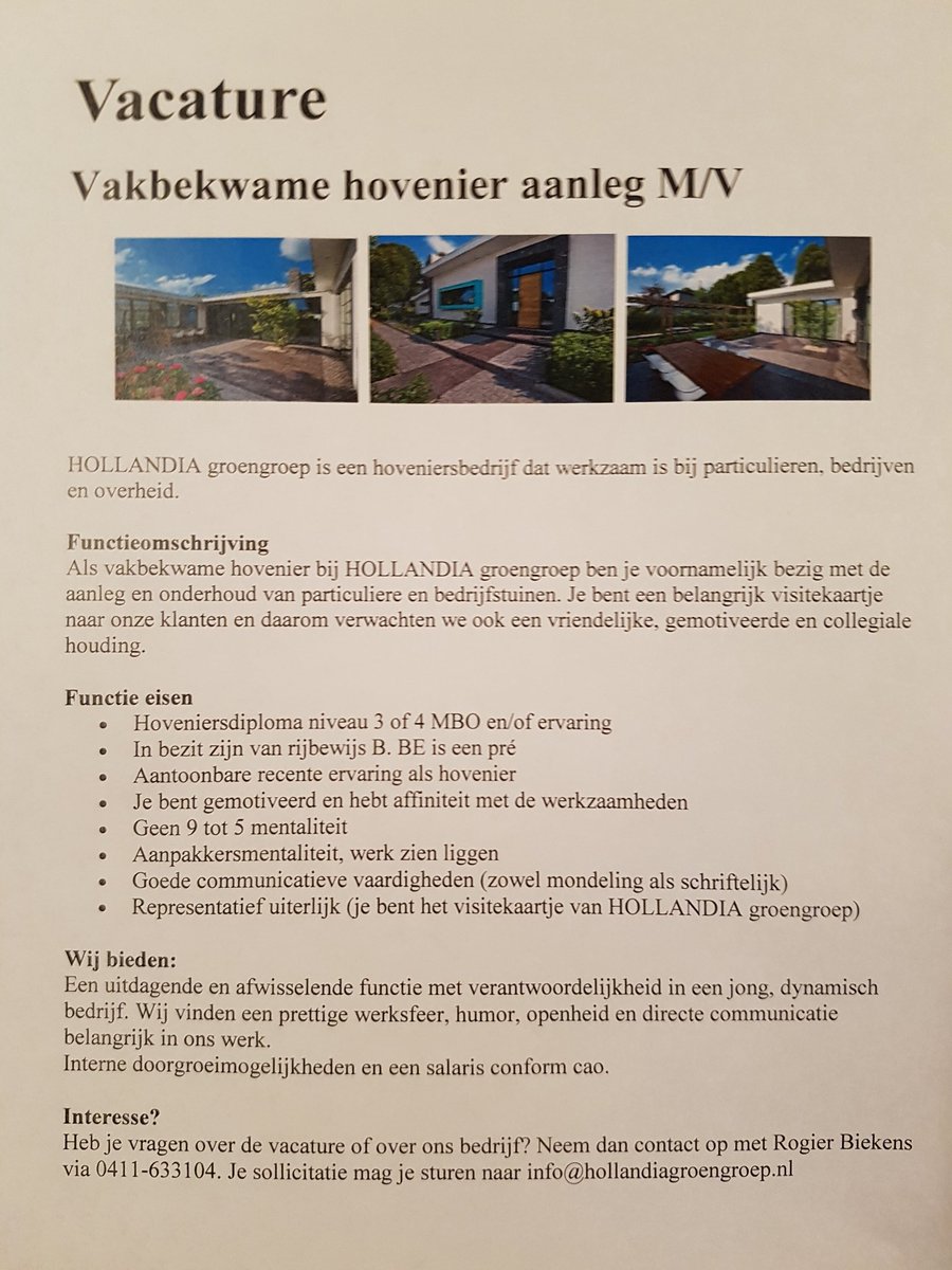 HGroengroep's tweet photo. #vacature vakbekwame #hovenier https://t.co/1932HCamZH
