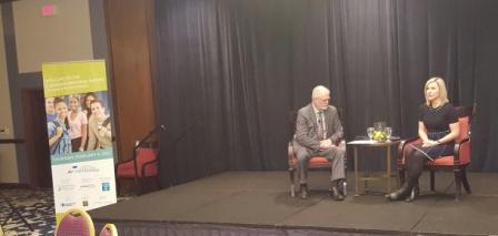 GreaterCLE's tweet photo. “From Intern to Career” @WKYC co-anchor @SaraShookman shares her experiences at the #CLEIntern17 summit; our CEO Joe Roman moderates https://t.co/owb8Wkvfh6