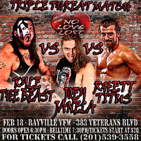 SWFLive's tweet photo. 2/18 Bayville NJ
*Triple Threat Match*
@ktbeast526 v @JANELABABY v @RhettTitusANX
https://t.co/lvppCQCuVm for tickets https://t.co/6EpKr2ij14