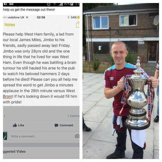 roklodnb's tweet photo. RIP James Miles a friend &amp; a true Hammer! Please share and make this happen for he's family &amp; friends! @Baz1980WHU https://t.co/n2HZYAJiFD