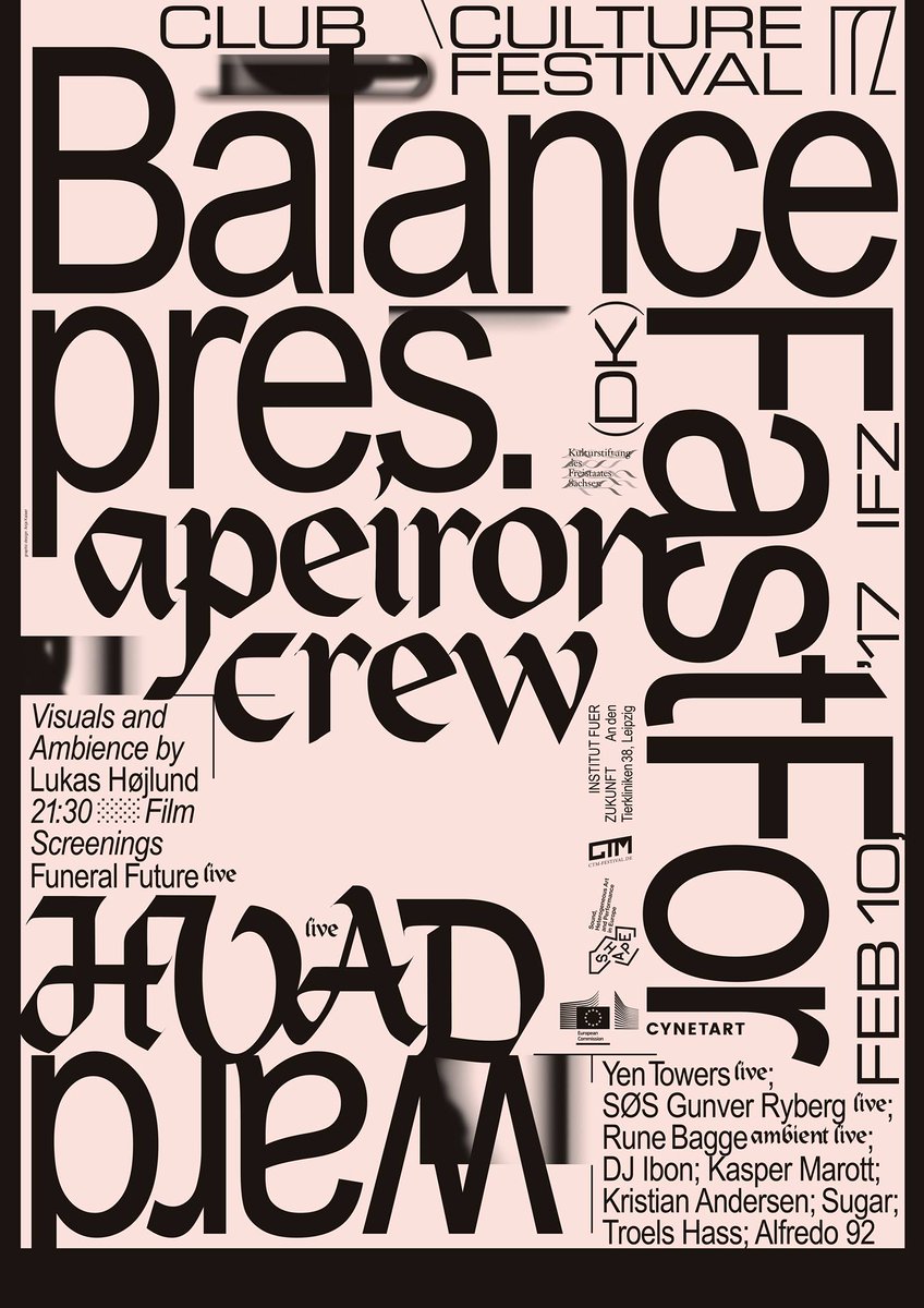 CTMFestival's tweet photo. Tomorrow we recommend the Balance show at Lepizig's @IfZ_Club - featuring Apeiron Crew - one of the @SHAPEplatform artists for 2017. ☄️ https://t.co/4qiDKN78pl