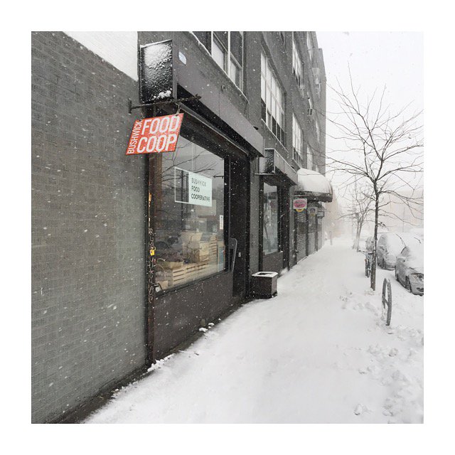 bushwickfood's tweet photo. We are OPEN! Today calls for @equalexchanwoo organic hot cocoa &amp; @chunksofenergy treats in bed. We're stock up...and stoked about the snow! https://t.co/r1tiY4ev1n