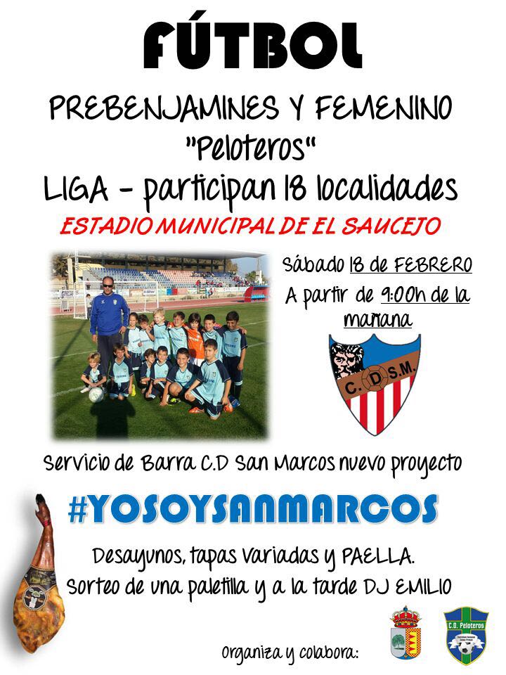 aytoelsaucejo's tweet photo. Fútbol prebenjamines y femenino PELOTEROS, sábado 18 febrero a las 9.00h 
APOYEMOS #YOSOYSANMARCOS https://t.co/4Ca5RxFvww