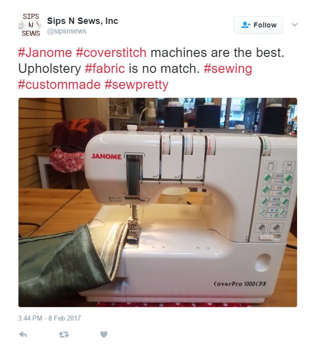 JanomeUK's tweet photo. Oh yes, we love our #Janome #Coverpro! @sipsnsews – want to find out more stitchers? Read on: https://t.co/Ej8gDXwzhe https://t.co/IT8iUJsH9k