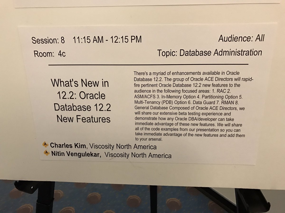 racdba's tweet image. Getting ready to present @RMOUG_ORG with @dbcloudshifu @OracleDatabase @oracle12c R2 new features @ViscosityNA #oracle #oraclemaa #oracleace