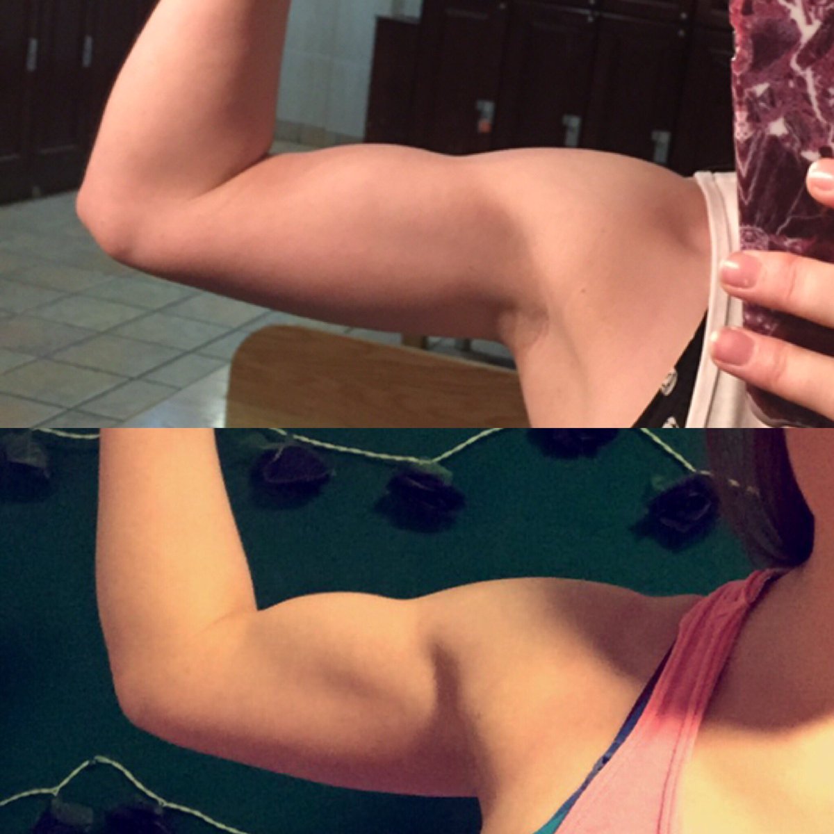 Aliccxo's tweet photo. 1 month's progress 😃(bottom photo was today) #gettingmassive #gymmotivation #passthenugs https://t.co/FLvp4RmUmi