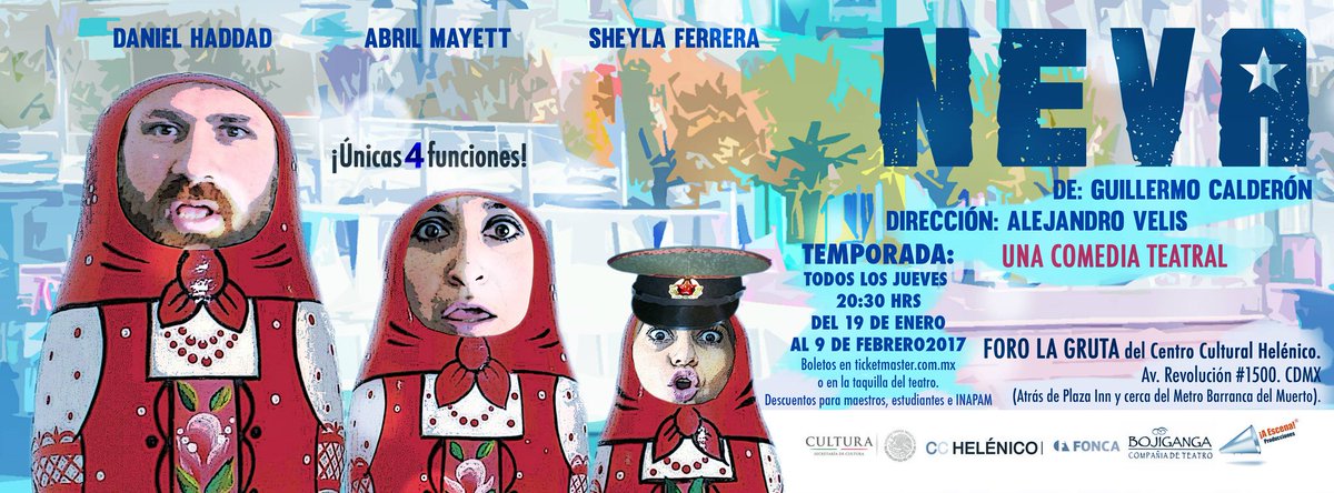 Hoy últmo día de <a href="/NEVA_teatro/">NEVA</a> #FoncaCoinversiones 8:30PM en #ForoLaGruta del <a href="/Helenico/">Centro Cultural Helénico</a> #FoncaTeatro.