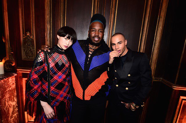 Balmain's tweet photo. About last night: Chu Wong, @Kiddysmile & @ORousteing showed up for the launch of Balmain's #TimbreCoeur in Paris #BALMAINARMY https://t.co/7QwLLZpr8a