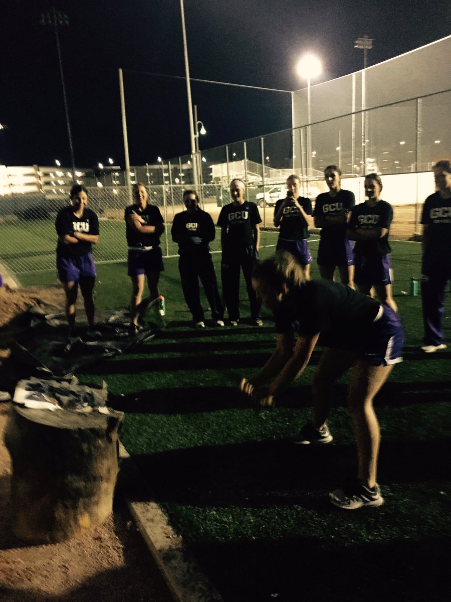 GCU_Performance's tweet photo. Softball preparing for opening day with the traditional pounding the wood at the LPC good luck this weekend 👏🏾👏🏾💪🏾💯 https://t.co/y5T6HbO2gG