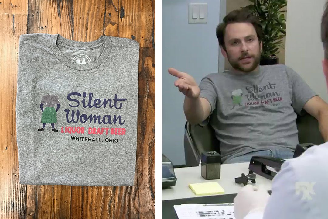 BadcockJones's tweet photo. #TBT to when @Its_Charlie_Day wore our #SilentWoman shirt on @alwayssunny https://t.co/zI6GKWBTPf https://t.co/cV232ld9iL