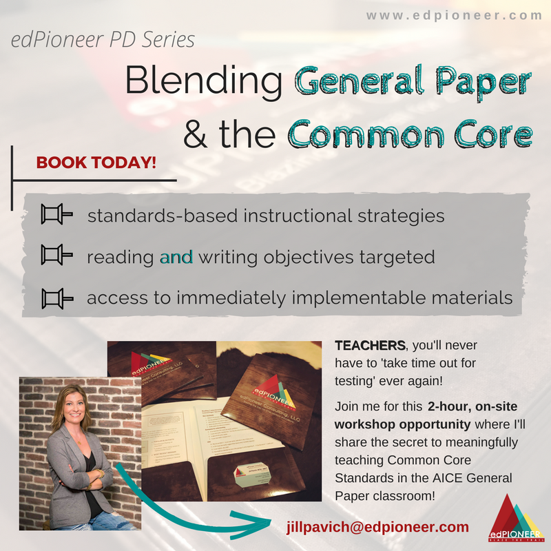 blaze_the_trail's tweet photo. Testing season got you down? The #edPioneer PD Series presents 'Blending General Paper and the Common Core'! Book today! #GeneralPaper https://t.co/Grj4niqZNT