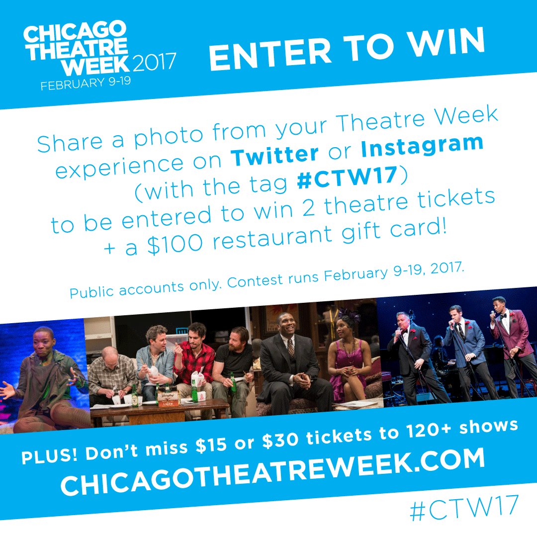 UUChicago's tweet image. Share a photo of your Chicago Theatre Week experience with the tag #CTW17 to be entered to win dinner + a show! Ends 2/19.