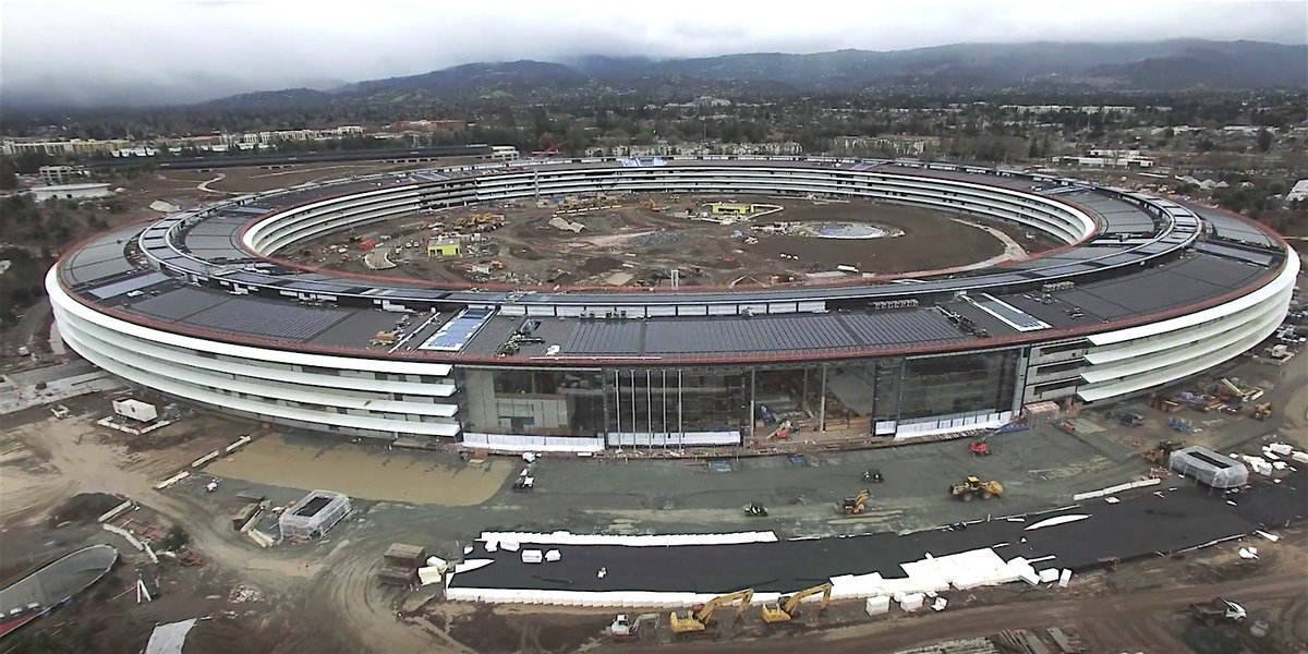 PLinCorkIreland's tweet photo. The @Apple Campus 2 complex in California. To be known as 'The Mothership', it cost €5bn to build and will hold 14,000 employees #Slick https://t.co/2FAFuc9V4B