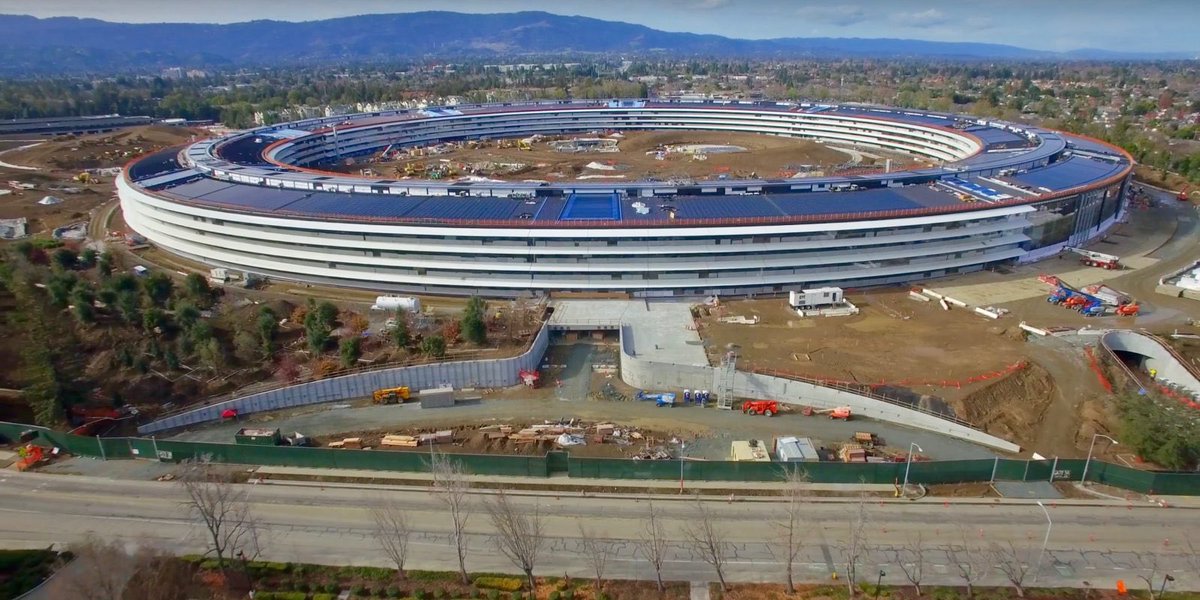 PLinCorkIreland's tweet photo. The @Apple Campus 2 complex in California. To be known as 'The Mothership', it cost €5bn to build and will hold 14,000 employees #Slick https://t.co/2FAFuc9V4B