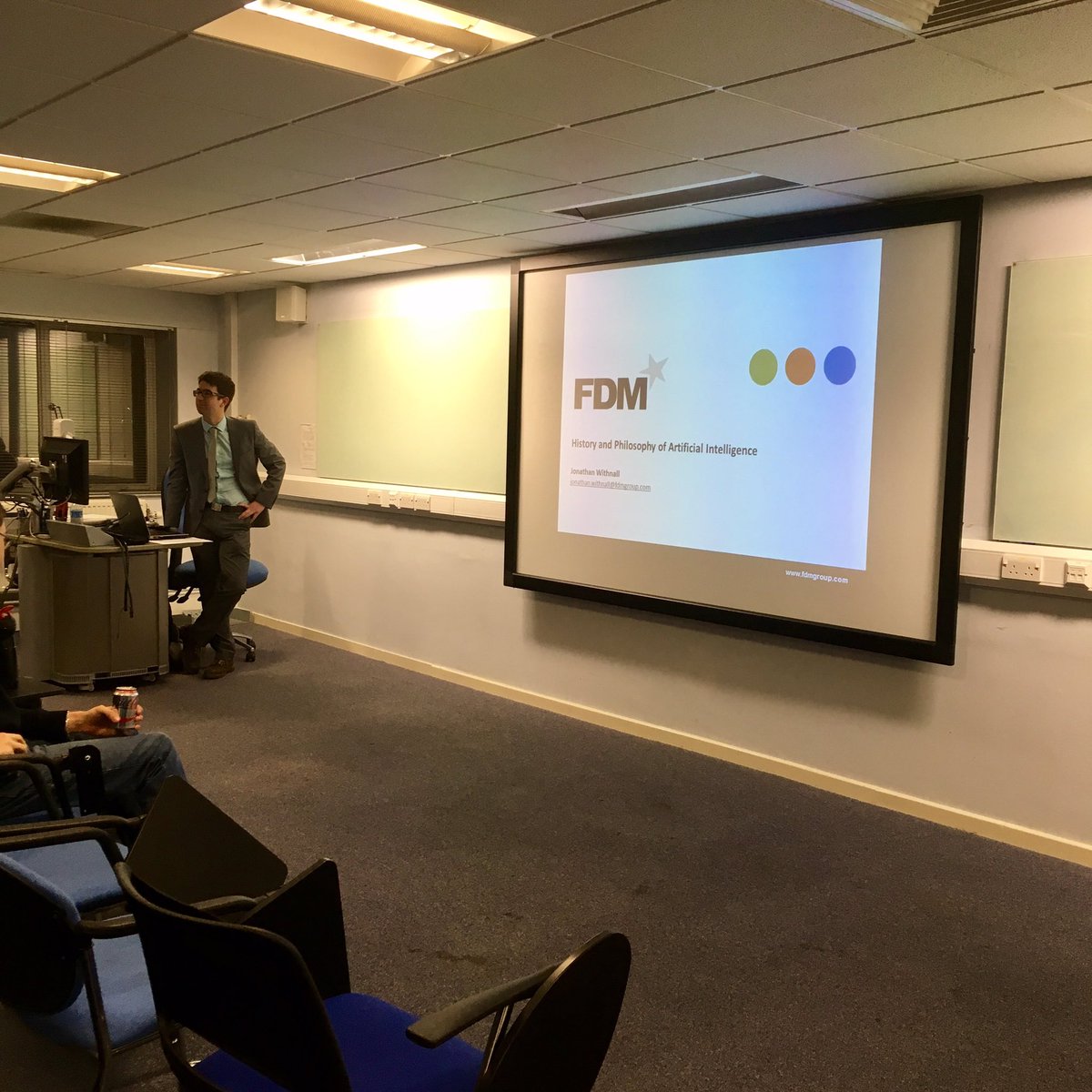 AimeeKowzan's tweet photo. Really appreciating the after hours commitment from the @NclUniCATS this evening for @FDMGroup 's Jon Withnall's talk on A.I. #fdmcareers https://t.co/ikTZGzUAay
