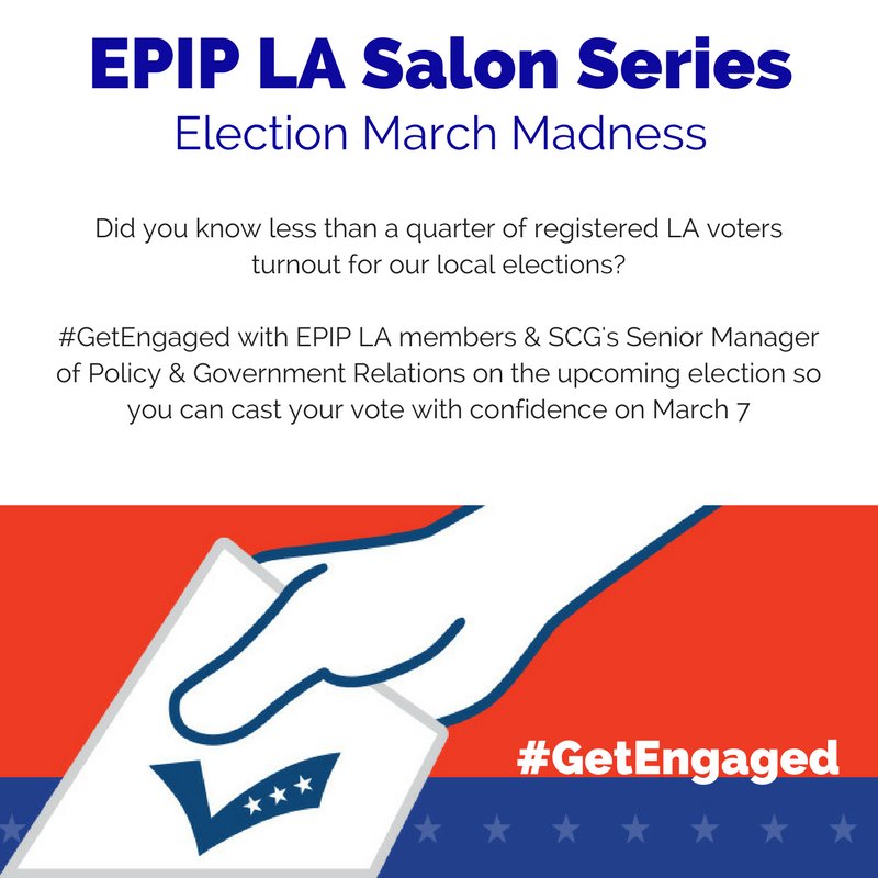 EPIPLosAngeles's tweet photo. Dive into the March ballot with our next EPIP #SalonSeries!
Member RSVP: https://t.co/BeP1HntfLt
Guest RSVP: https://t.co/wTCLizFMPD https://t.co/ODjs0BXph6